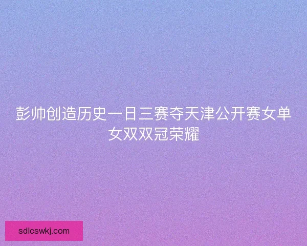彭帅创造历史一日三赛夺天津公开赛女单女双双冠荣耀